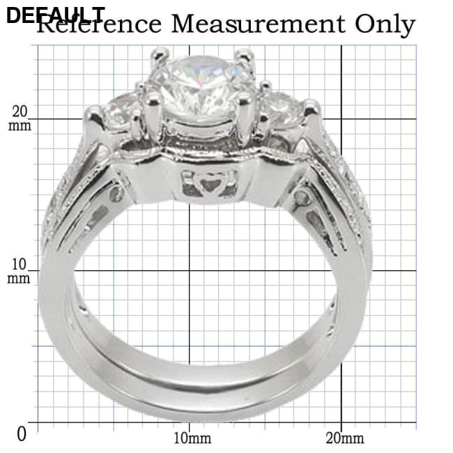 1W002 - Rhodium Brass Ring with AAA Grade CZ in Clear 5 Sterling Silver Rings