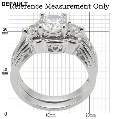 1W002 - Rhodium Brass Ring with AAA Grade CZ in Clear 5 Sterling Silver Rings