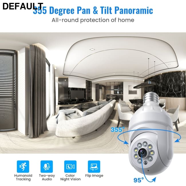 2.4Ghz Light Bulb Security Camera; Human Detection And Track; Color Night Vision; Instant Alert; 1080P Wireless Wi-Fi