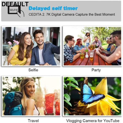 2.7K Full HD Digital Camera D1 3.0’’ 24MP Photographic 4x Zoom Rotating Screen Professional EIS Video w/h YouTube