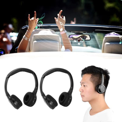 2 Channel Cordless Infrared IR Stereo Audio Headphone Earphone for Car Headrest DVD A Wireless Headphones