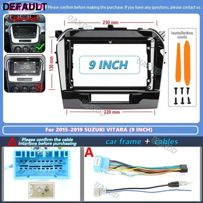 2 din 9 inch Car Radio installation DVD GPS Plastic Fascia Panel frame For SUZUKI Vitara 2015-2019 Dash Mount Kit cable