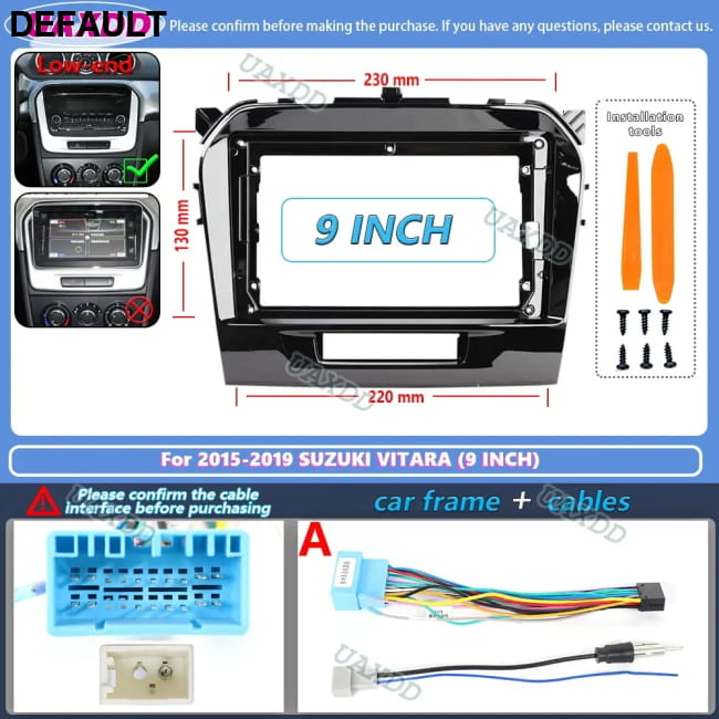 9 Inch Car Radio GPS Plastic Fascia for Suzuki Vitara 2015-2019 1 Installation Kit Electronics
