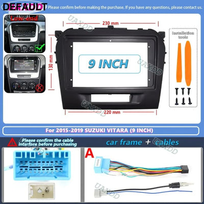 2 din 9 inch Car Radio installation DVD GPS Plastic Fascia Panel frame For SUZUKI Vitara 2015-2019 Dash Mount Kit cable