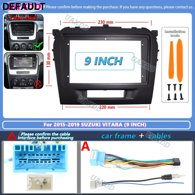 2 din 9 inch Car Radio installation DVD GPS Plastic Fascia Panel frame For SUZUKI Vitara 2015-2019 Dash Mount Kit cable