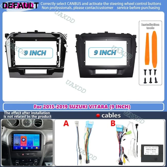 2 din 9 inch Car Radio installation DVD GPS Plastic Fascia Panel frame For SUZUKI Vitara 2015-2019 Dash Mount Kit cable