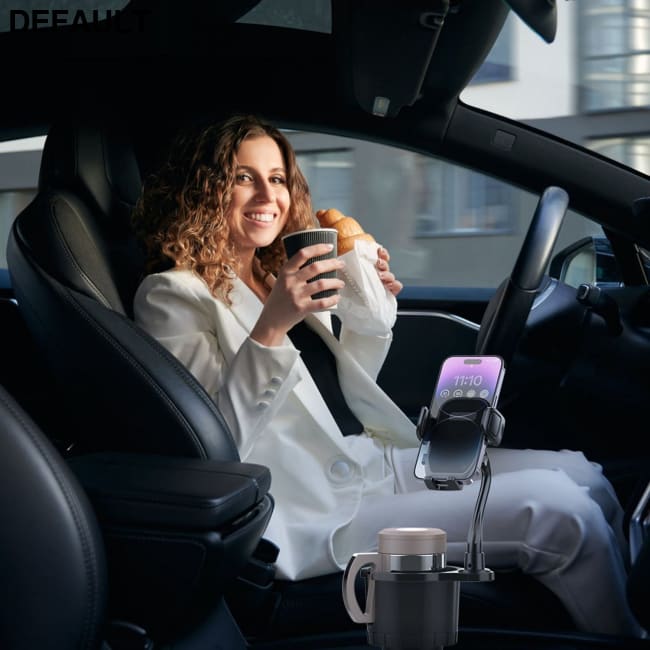 2 In 1 Car Cup Phone Holder Automotive Drink with 360° Rotating Gooseneck Mount Adjustable Base Fit for Most Phones