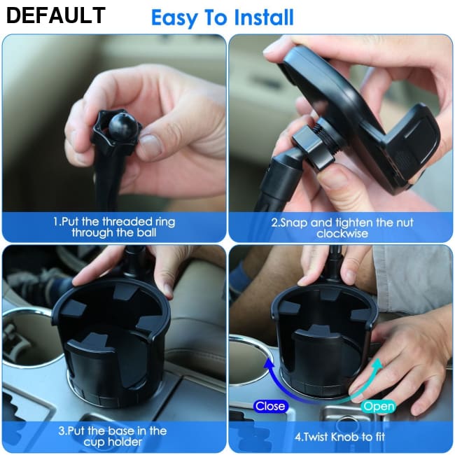 2 In 1 Car Cup Phone Holder Automotive Drink with 360° Rotating Gooseneck Mount Adjustable Base Fit for Most Phones
