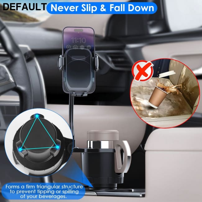 2 In 1 Car Cup Phone Holder Automotive Drink with 360° Rotating Gooseneck Mount Adjustable Base Fit for Most Phones