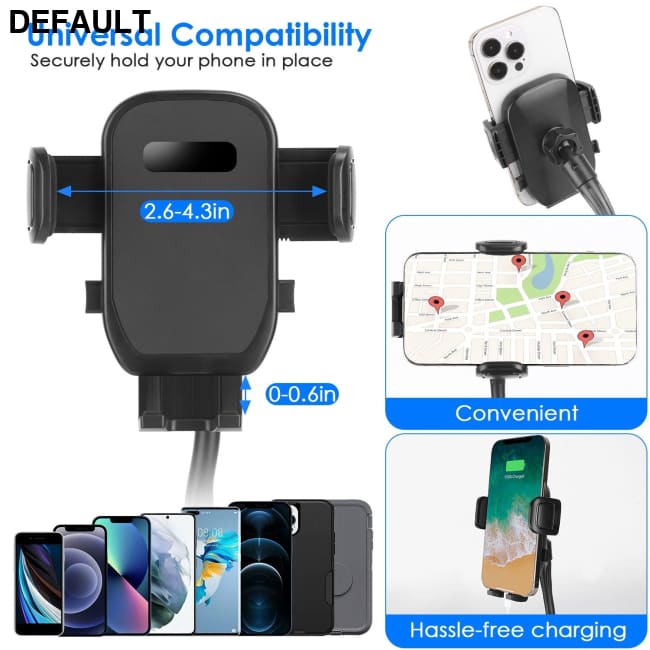 2 In 1 Car Cup Phone Holder Automotive Drink with 360° Rotating Gooseneck Mount Adjustable Base Fit for Most Phones