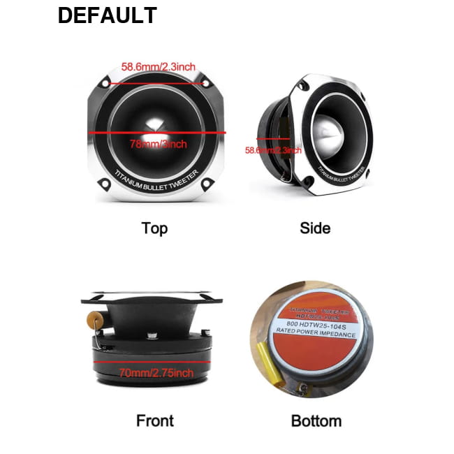 Pair of 3 Inch 800W Full Range Titanium Tweeter Automotive Speakers CHINA Car Tweeters
