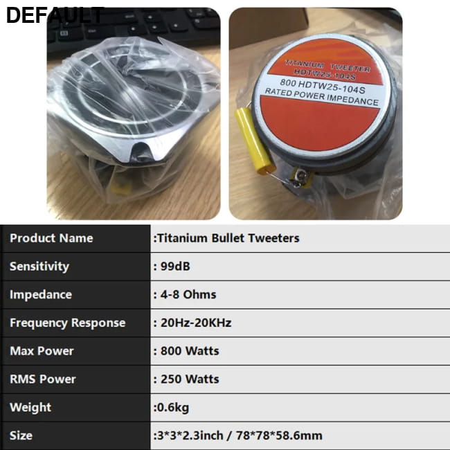 Hirucy 3 Inch Car Speakers Titanium Power 800W Range Frequency Pair CHINA Tweeters