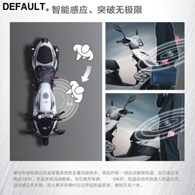 2 way Motorcycle Anti-theft Security Alarm System Scooter Burglary Vibration Remote Engine Start 5meter Auto-lock V208
