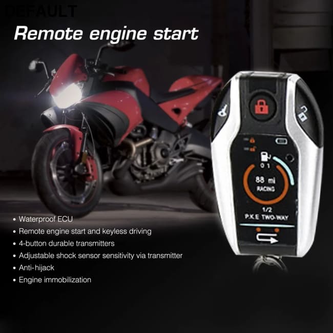 2 way Motorcycle Anti-theft Security Alarm System Scooter Burglary Vibration Remote Engine Start 5meter Auto-lock V208