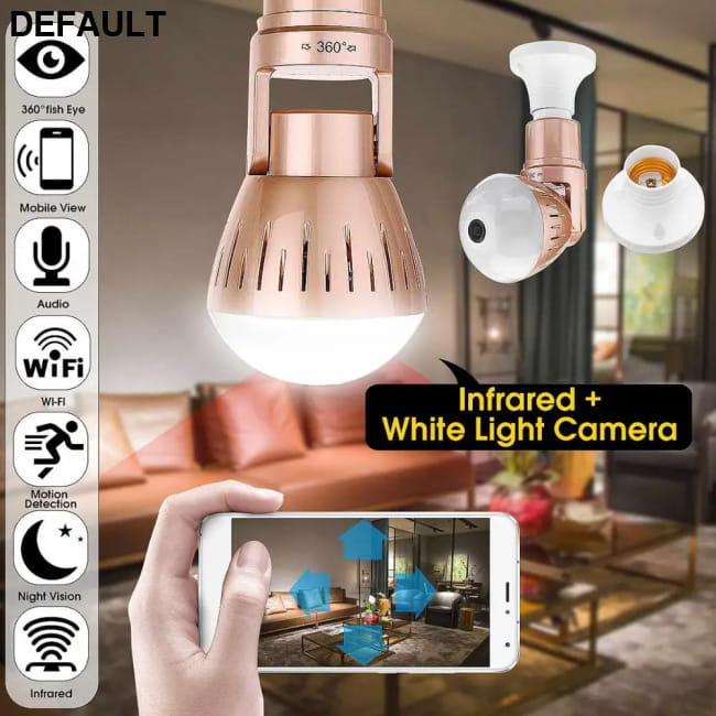 200W Camera Bulb 2MP HD Wireless 360 Degrees Panoramic Light Home Security Surveillance Cameras