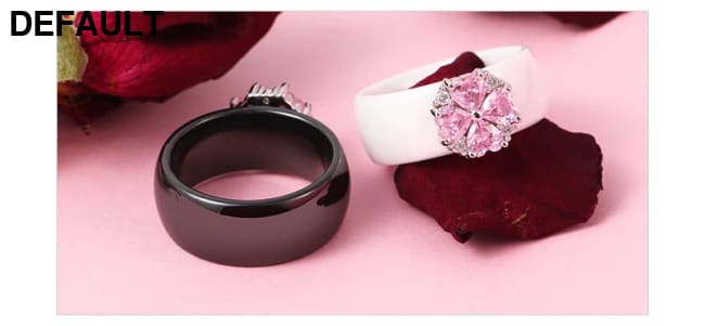 2019 New Wedding Rings Fashion Pink Flower Cubic Zirconia Engagement Ceramic Ring Jewelry For Women S925 Sterling