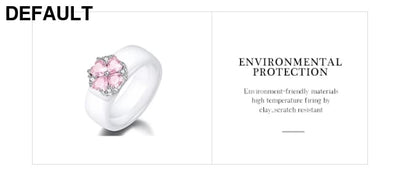 2019 New Wedding Rings Fashion Pink Flower Cubic Zirconia Engagement Ceramic Ring Jewelry For Women S925 Sterling