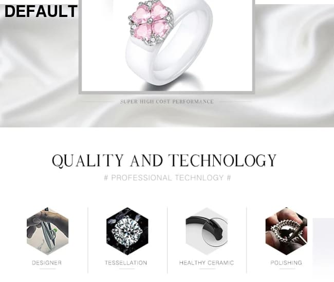 2019 New Wedding Rings Fashion Pink Flower Cubic Zirconia Engagement Ceramic Ring Jewelry For Women S925 Sterling