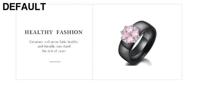 2019 New Wedding Rings Fashion Pink Flower Cubic Zirconia Engagement Ceramic Ring Jewelry For Women S925 Sterling