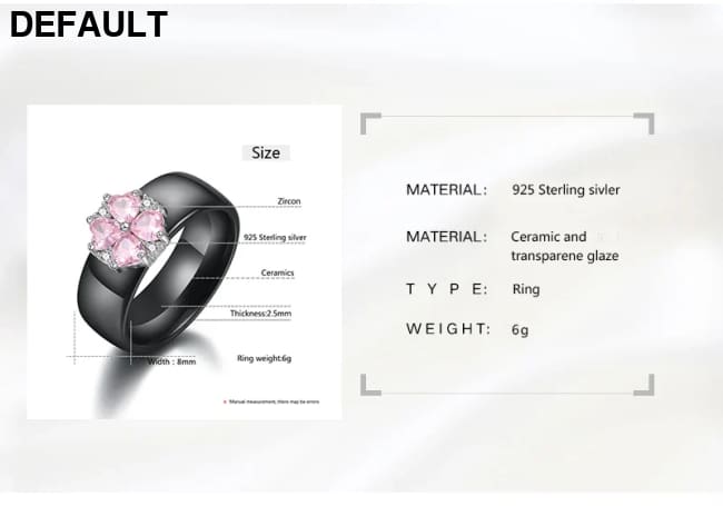 2019 New Wedding Rings Fashion Pink Flower Cubic Zirconia Engagement Ceramic Ring Jewelry For Women S925 Sterling