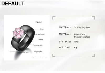 2019 New Wedding Rings Fashion Pink Flower Cubic Zirconia Engagement Ceramic Ring Jewelry For Women S925 Sterling