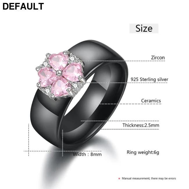 2019 New Wedding Rings Fashion Pink Flower Cubic Zirconia Engagement Ceramic Ring Jewelry For Women S925 Sterling