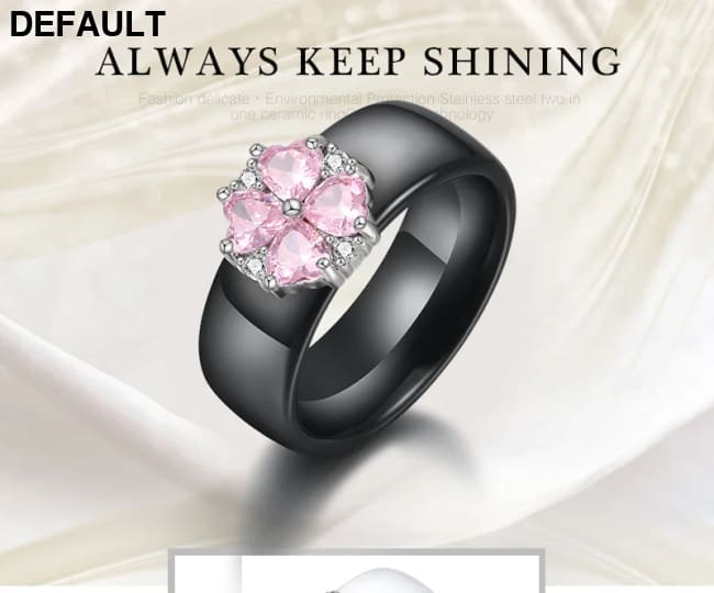 2019 New Wedding Rings Fashion Pink Flower Cubic Zirconia Engagement Ceramic Ring Jewelry For Women S925 Sterling
