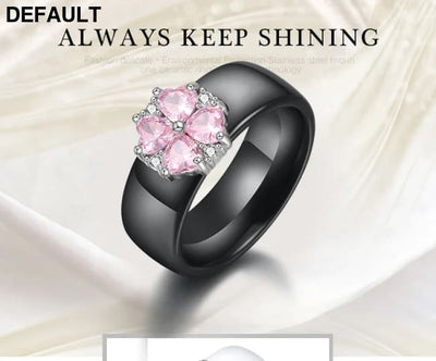 2019 New Wedding Rings Fashion Pink Flower Cubic Zirconia Engagement Ceramic Ring Jewelry For Women S925 Sterling
