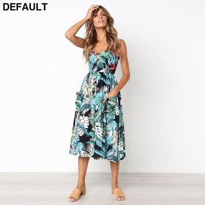 2019 New Women Print Floral Stripe Long dress Sexy V-Neck Sleevele Button Beach Casual Boho Midi Dress Plus Size 3XL