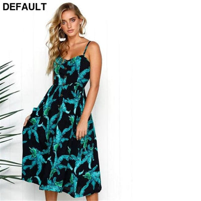 2019 New Women Print Floral Stripe Long dress Sexy V-Neck Sleevele Button Beach Casual Boho Midi Dress Plus Size 3XL
