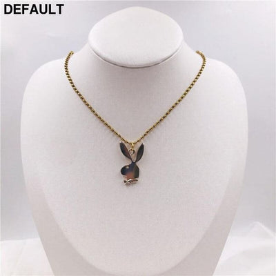 2020 new Women Fashion Cute Long Ear Bunny Pendant Necklaces Charm Playboy Necklace Party Jewelry Collier Femme Men
