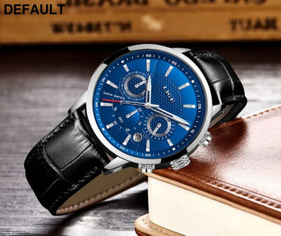 2023 New Mens Watches LIGE Top Brand Leather Chronograph Waterproof Sport Automatic Date Quartz Watch For Men Relogio