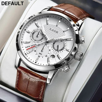 2023 New Mens Watches LIGE Top Brand Leather Chronograph Waterproof Sport Automatic Date Quartz Watch For Men Relogio