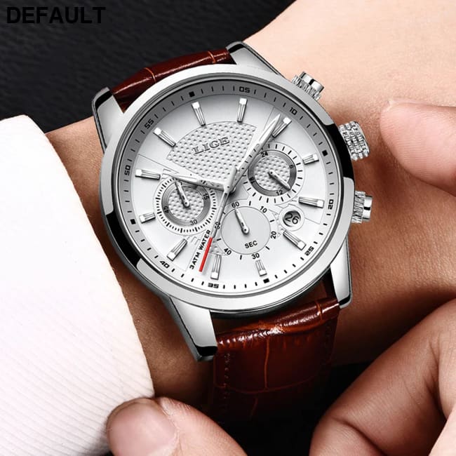 2023 New Mens Watches LIGE Top Brand Leather Chronograph Waterproof Sport Automatic Date Quartz Watch For Men Relogio