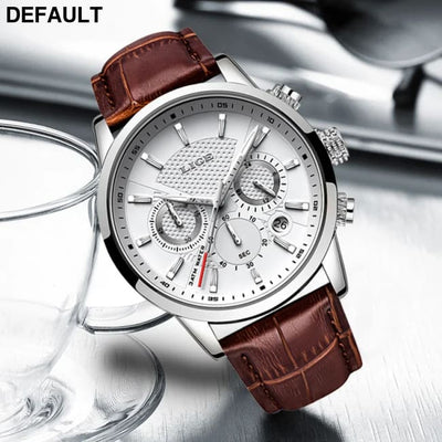 2023 New Mens Watches LIGE Top Brand Leather Chronograph Waterproof Sport Automatic Date Quartz Watch For Men Relogio