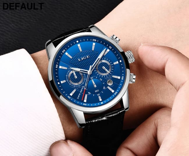 2023 New Mens Watches LIGE Top Brand Leather Chronograph Waterproof Sport Automatic Date Quartz Watch For Men Relogio