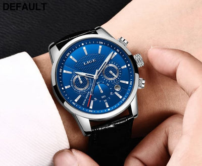 2023 New Mens Watches LIGE Top Brand Leather Chronograph Waterproof Sport Automatic Date Quartz Watch For Men Relogio