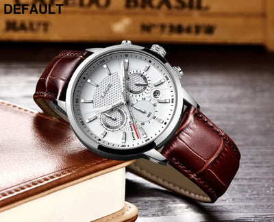 2023 New Mens Watches LIGE Top Brand Leather Chronograph Waterproof Sport Automatic Date Quartz Watch For Men Relogio