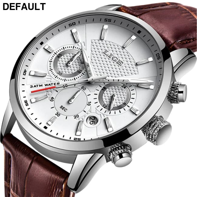 2023 New Mens Watches LIGE Top Brand Leather Chronograph Waterproof Sport Automatic Date Quartz Watch For Men Relogio