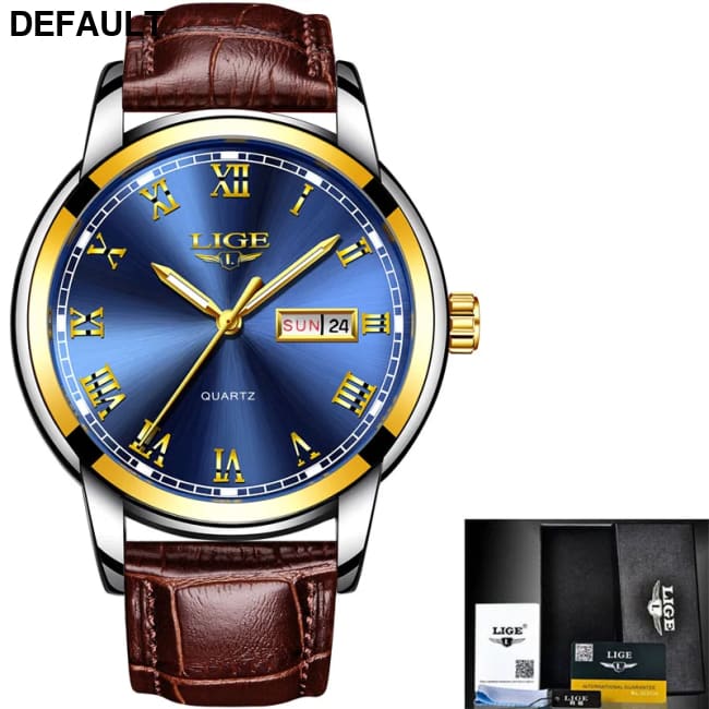 2023 New Mens Watches LIGE Top Brand Leather Chronograph Waterproof Sport Automatic Date Quartz Watch For Men Relogio