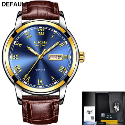 2023 New Mens Watches LIGE Top Brand Leather Chronograph Waterproof Sport Automatic Date Quartz Watch For Men Relogio