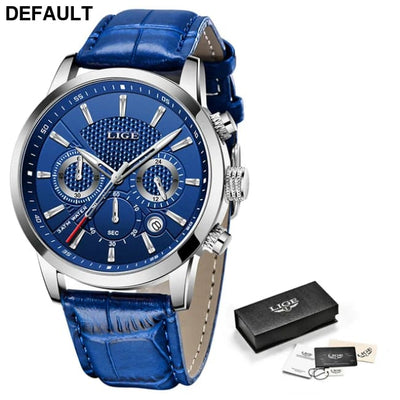 2023 New Mens Watches LIGE Top Brand Leather Chronograph Waterproof Sport Automatic Date Quartz Watch For Men Relogio