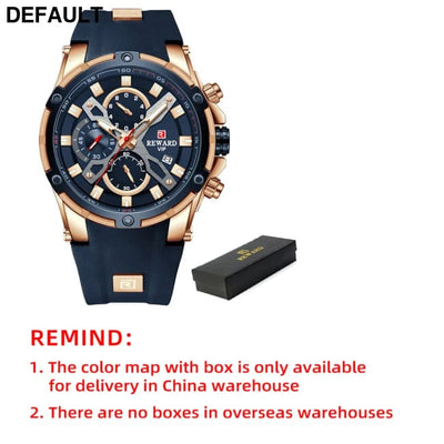 2023 New REWARD Mens Watches Blue Waterproof Top Luxury Brand Chronograph Sport Watch Quartz For Men Wristwatch