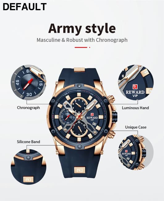 2023 New REWARD Mens Watches Blue Waterproof Top Luxury Brand Chronograph Sport Watch Quartz For Men Wristwatch