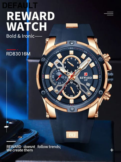 2023 New REWARD Mens Watches Blue Waterproof Top Luxury Brand Chronograph Sport Watch Quartz For Men Wristwatch