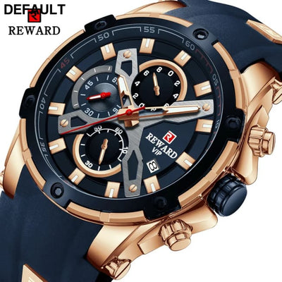 2023 New REWARD Mens Watches Blue Waterproof Top Luxury Brand Chronograph Sport Watch Quartz For Men Wristwatch