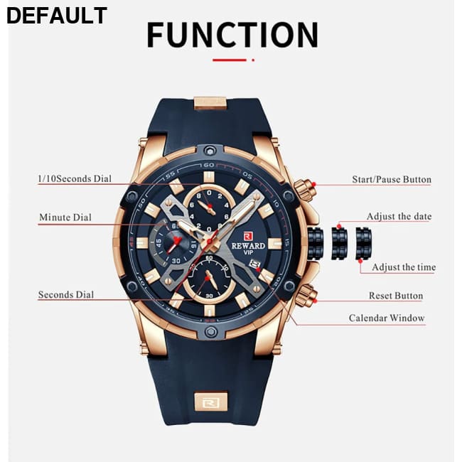 2023 New REWARD Mens Watches Blue Waterproof Top Luxury Brand Chronograph Sport Watch Quartz For Men Wristwatch