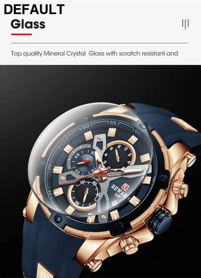 2023 New REWARD Mens Watches Blue Waterproof Top Luxury Brand Chronograph Sport Watch Quartz For Men Wristwatch