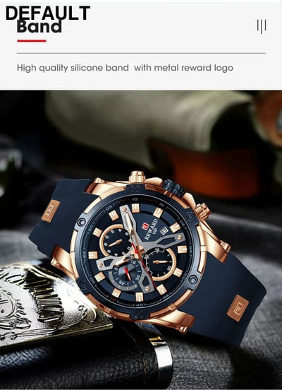 2023 New REWARD Mens Watches Blue Waterproof Top Luxury Brand Chronograph Sport Watch Quartz For Men Wristwatch