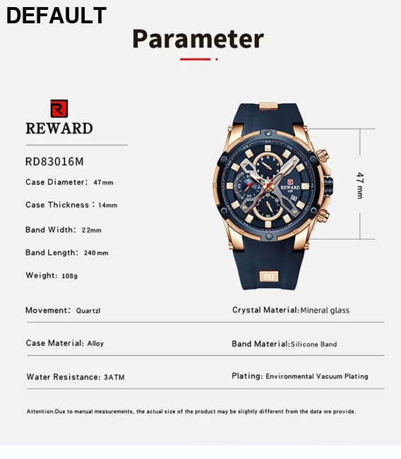 2023 New REWARD Mens Watches Blue Waterproof Top Luxury Brand Chronograph Sport Watch Quartz For Men Wristwatch